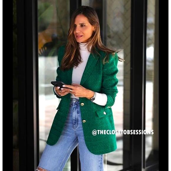 ZARA BLOGGER FAVE!!! Blazer with Contrast Buttons NWT - Picture 7 of 16